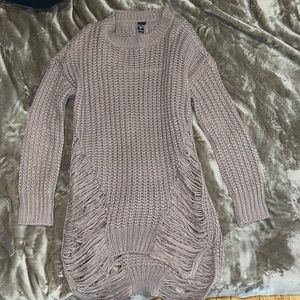 Purple/gray/brownish colored sweater dress.